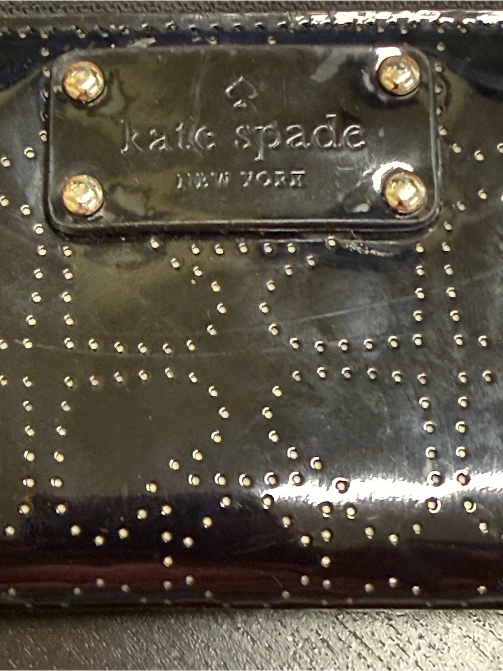 Vintage kate spade Black Patent Zip Around Wristlet Wallet